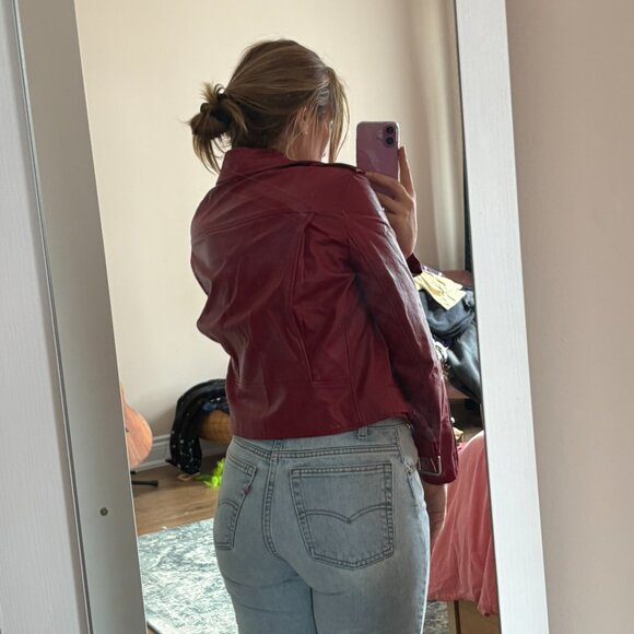 Red faux leather jacket - Picture 2 of 4